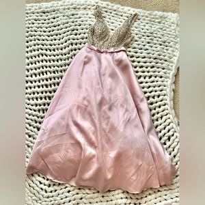 never used blush (pink with silver sequins) gown